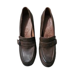 Loafers brown vintage boho block heel shoes size 9